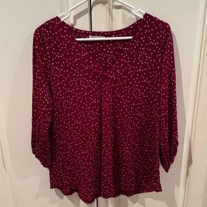 Beacon Blouse - Burgundy patty roll tab knit top - Stitch Fix - Size Medium